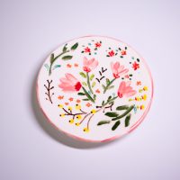 پیش دستی طرح گل صورتی